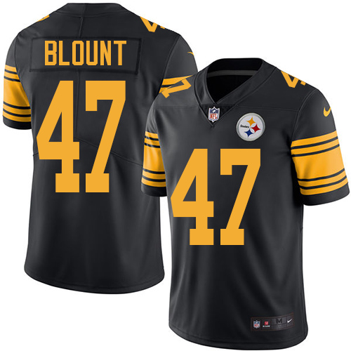 Youth Elite Mel Blount Nike Jersey Black - #47 Rush NFL Pittsburgh Steelers